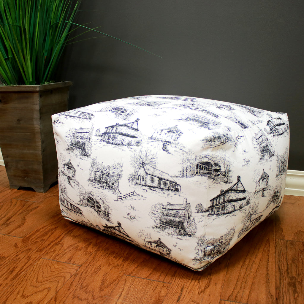 Chester County Toile - 22x22x14 Pouf